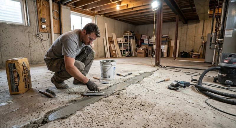 Cracked Basement Floor Repair in Fullerton, CA